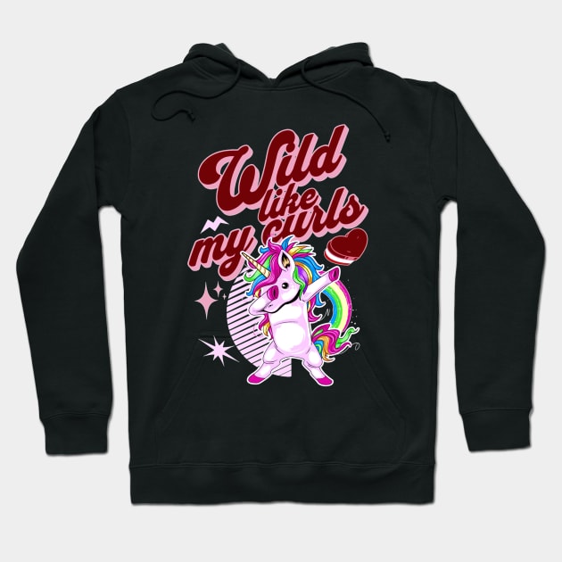 Wilds Like My Curls Toddler Cute Unicorn Curly Haired Retro Hoodie by alcoshirts